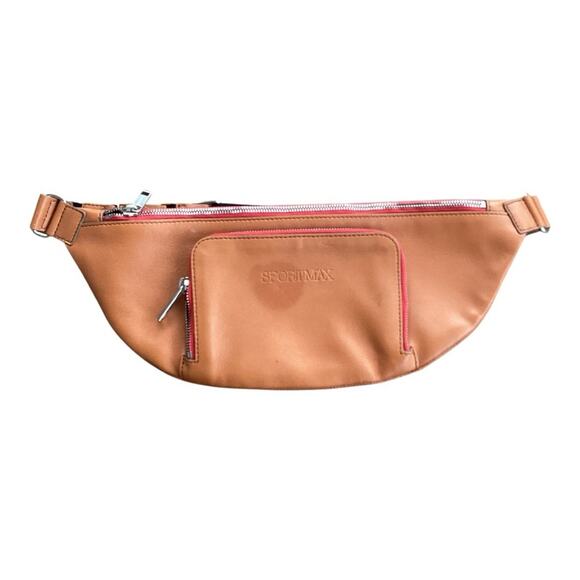 Sportmax Handbags - SPORTMAX Leather Brown Fanny Pack Bag Made In Italy